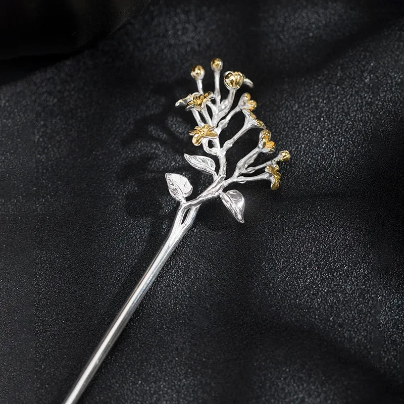 Delicate Blossom (925 Silver) Hand-Sculpted Hairpin