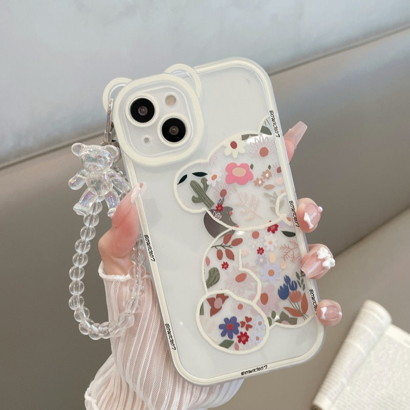 Cute Bear Flower - Case & Chain