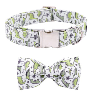 Dog Collar/Leash/Bow - Dinosaur Print