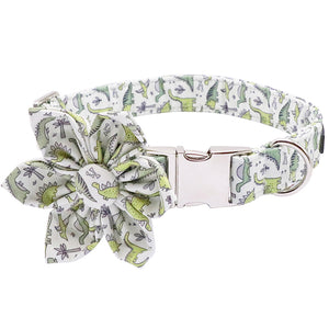 Dog Collar/Leash/Bow - Dinosaur Print