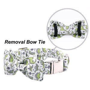 Dog Collar/Leash/Bow - Dinosaur Print