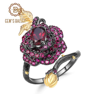 Rose Flower Garnet Ring USA