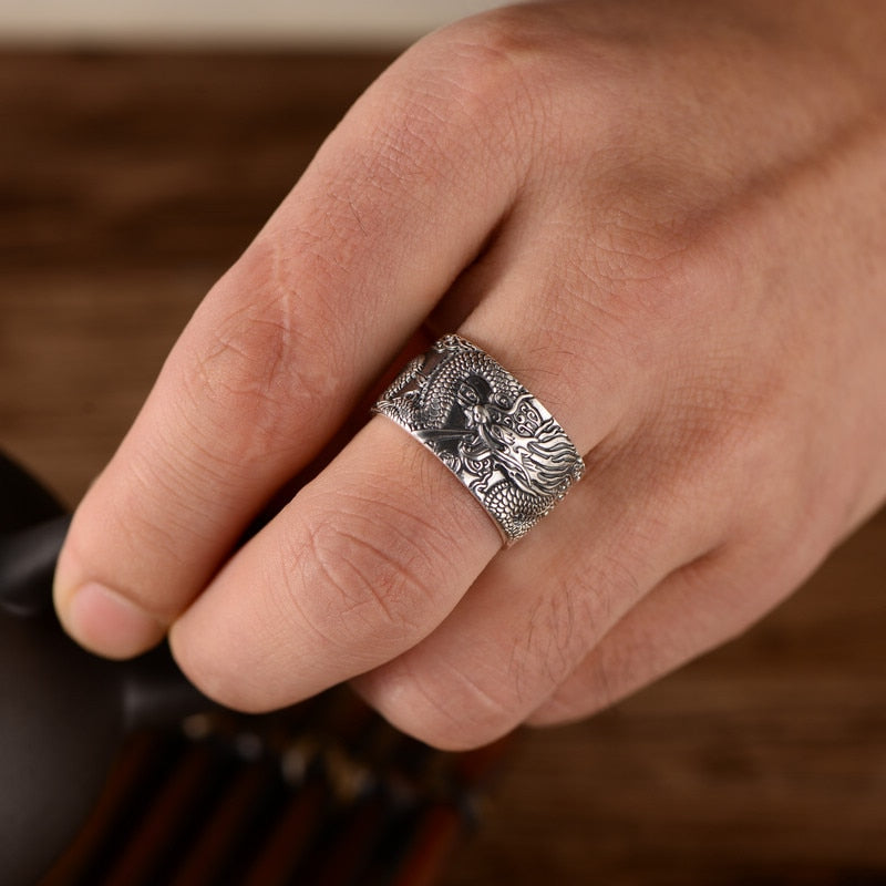 Biker Silver Dragon Ring Molly International