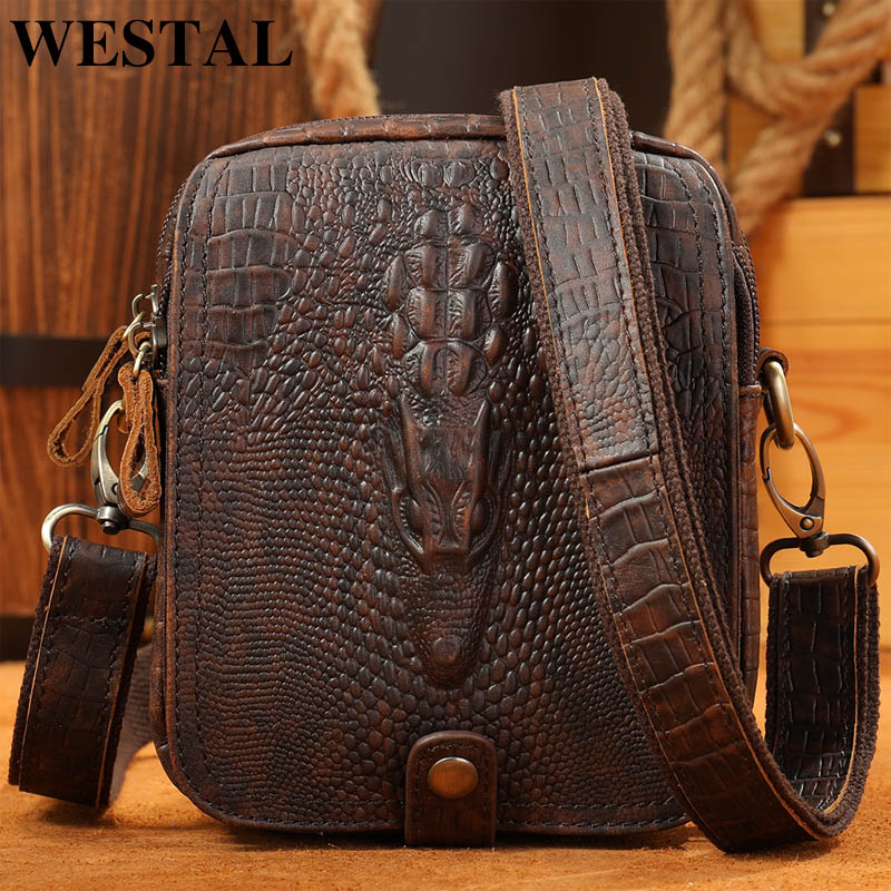 Croc Leather Man Bag