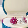 Ruby Gemstone Flower Earrings