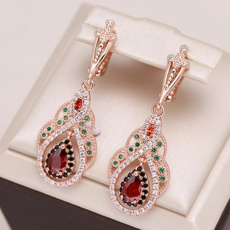 Red Rose Gold - Crystal Earrings