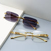 Leopard Frame - Rimless Rectangle Sunglasses