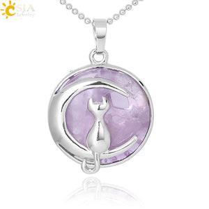 Natural Moon Charm - Cat Necklace