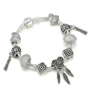 Silver Flower Charm - Bracelets