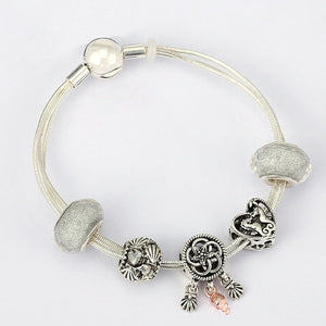 Silver Flower Charm - Bracelets