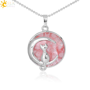 Natural Moon Charm - Cat Necklace