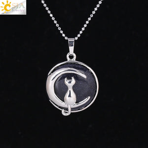 Natural Moon Charm - Cat Necklace