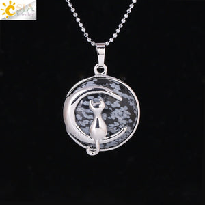Natural Moon Charm - Cat Necklace
