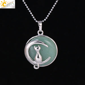 Natural Moon Charm - Cat Necklace