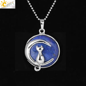 Natural Moon Charm - Cat Necklace